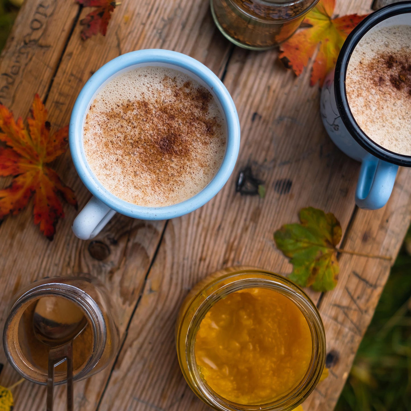 pumpkin latte on camping stove